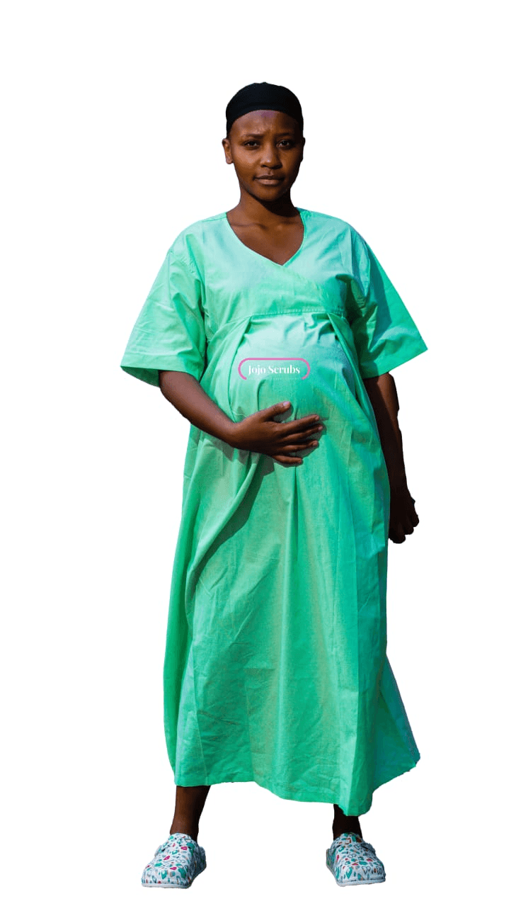 Adjustable Professional Maternity Patient Gown - Mint Green