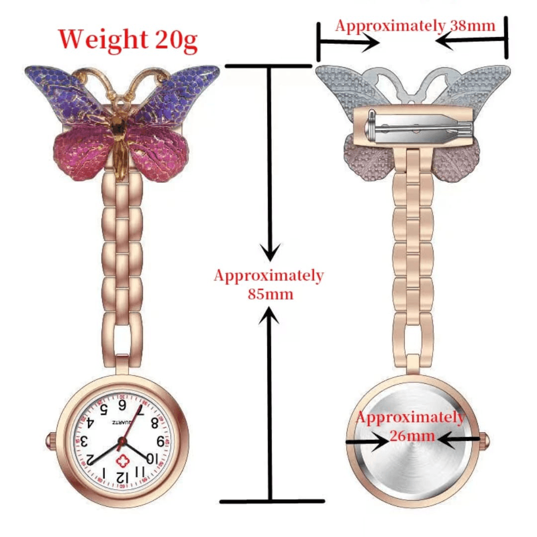 Purple Butterfly Fob Watch for Nursesv