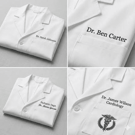 Professional Name Embroidery for Lab Coats & Scrubs